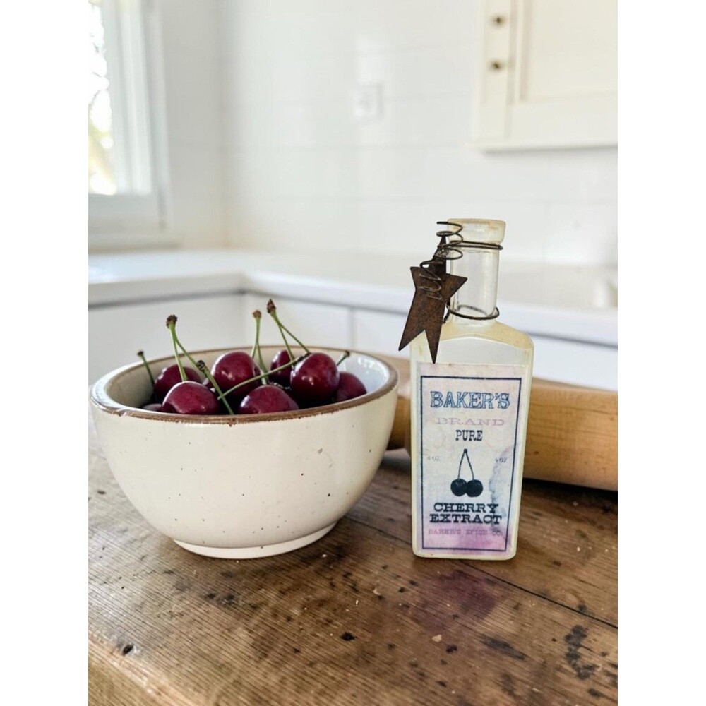 Vintage Baker’s Brand Cherry Extract Bottle Rustic Farmhouse Decor Star